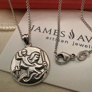 Retired JAMES AVERY Sterling Silver ST. CHRISTOPHER PENDANT MEDALLION With CHAIN